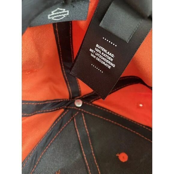 Harley-Davidson Motorcycle Block Letter Fitted Cap Hat Men’s Sz 7 1/8 Orange NEW - Picture 13 of 14
